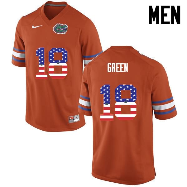 Men's NCAA Florida Gators Daquon Green #18 Stitched Authentic USA Flag Fashion Nike Orange College Football Jersey SVF2165JY